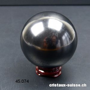 Boule Schungite diamètre 6,2 cm, avec Support en bois