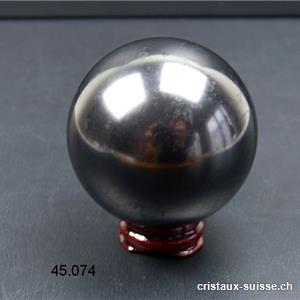 Boule Schungite diamètre 6,2 cm, avec Support en bois