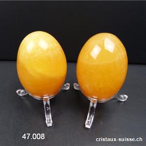 Oeuf Calcite orange 5 x 3,8 cm avec support plexiglas