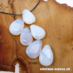 Opalite - Opaline 3 cm percée avec cordon cuir à nouer. OFFRE SPECIALE