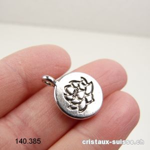 Charm Lotus en métal argenté, diam. 1,5 cm