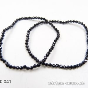 Bracelet Spinelle noir facetté 3 mm, élastique 18,5 - 19 cm