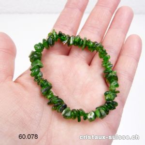 Bracelet Chromdiopside - Diopside chromifère, élastique 17,5 cm. Taille S-M