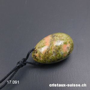 1 Oeuf YONI Unakite - Epidote 3 x 2 cm. Taille S. PERCÉ