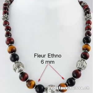 Fleur Ethno 6 mm, Intercalaire en argent 925 vieilli