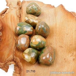 Rhyolite opalisée amazonienne 2 à 3 cm, dominance brune. Taille M-L