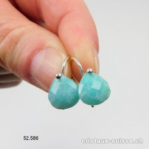 Boucles d'oreilles Amazonite facettée en argent 925