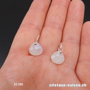 Boucles d'oreilles Pierre de Lune arc-en-ciel facettée en argent 925