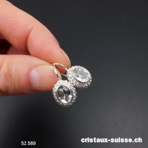 Boucles d'oreilles Cristal de Roche facetté en argent 925. Qual. A