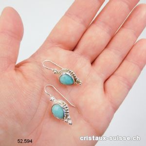 Boucles d'oreilles Amazonite facettée en argent 925. Qual. A