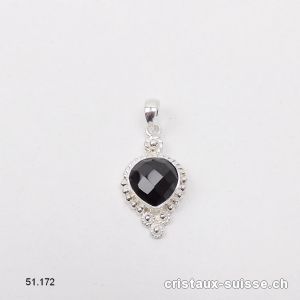 Pendentif Spinelle noir facetté en argent 925