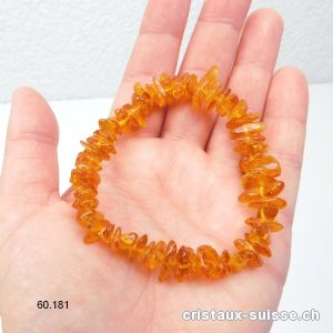 Bracelet Ambre de la Baltique 8 - 12 mm, élastique 19 cm. Taille M-L