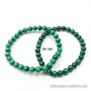 Bracelet Malachite 6,5 - 7 mm, élastique 18 cm. Taille M. Qual. A