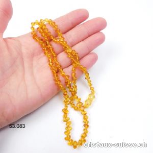 Collier Ambre miel noué, forme libre 5-8 mm, 45 cm