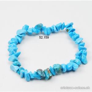 Bracelet Turquénite - Howlite bleue claire, élastique 17,5 - 18,5 cm. Taille M. OFFRE SPECIALE