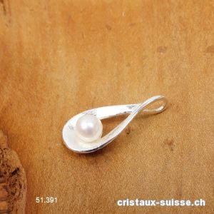 Pendentif Perle d'eau douce et argent 925 brossé