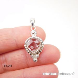 Pendentif Cristal de Roche facetté en argent 925