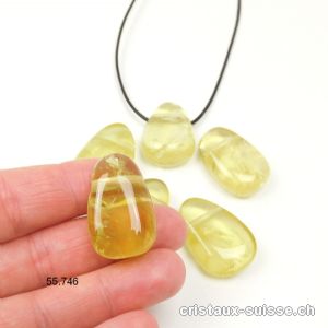 Quartz Lemon 3 cm percé avec cordon en cuir à nouer