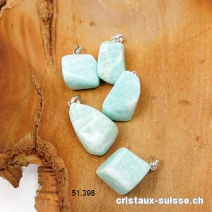 Pendentif Amazonite claire du Brésil 2 à 3 cm avec boucle argent 925 rhodié