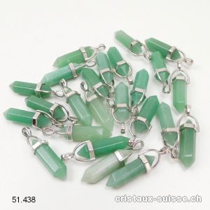 Pendentif Aventurine verte biterminée en métal. Offre Spéciale