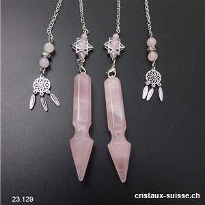 Pendule Quartz rose 6 cm, avec Attrape-Rêve - Dreamcatcher