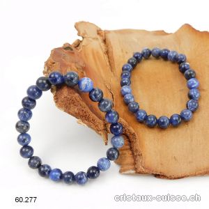 Bracelet Sodalite foncée 8,5 mm, élastique 18,5 - 19 cm