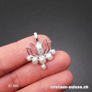 Pendentif Perle d'eau douce LOTUS en argent 925