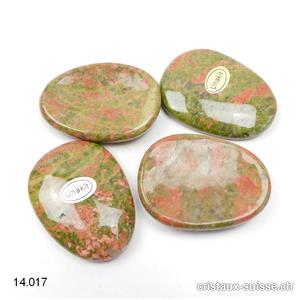 Unakite - épidote, pierre anti-stress incurvée 5 x 3,5 cm