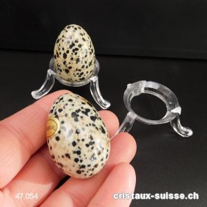 Oeuf Jaspe Dalmatien 3,5 cm avec support plexiglas