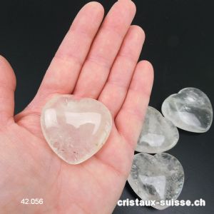 Coeur Cristal de Roche 4,2 x 4 x 1,5 cm. Qual. AB, Offre Spéciale