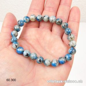 Bracelet K2 - Azurite-Gneiss 8 mm, élastique 18,5 cm. Taille M