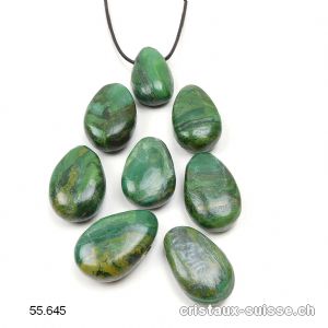 Prase - Jade d'Afrique 3 cm, percé avec cordon en cuir à nouer. OFFRE SPECIALE