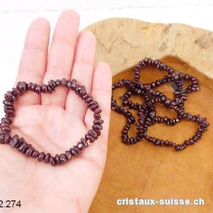 Bracelet Grenat Almandin, élastique 17,5 - 18,5 cm. Taille S-M