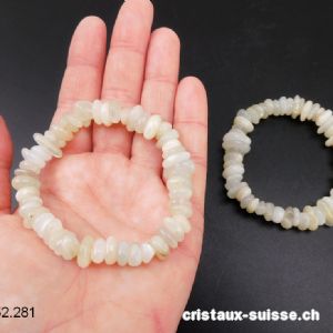 Bracelet Pierre de Lune beige 8-10 mm, élastique 19 cm. Taille M-L