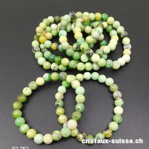 Bracelet Opale verte 8,5 mm, élastique 18,5 cm. Taille M