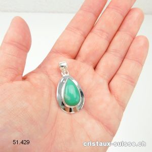 Pendentif Chrysoprase en argent 925. Pièce unique, Qual. A