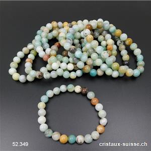 Bracelet Amazonite multicolore 8 - 9 mm, élastique 18,5 - 19 cm. OFFRE SPECIALE