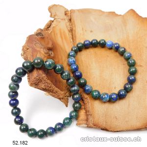 Bracelet Chrysocolle - Azurite 8 mm, élastique 18,5 - 19 cm