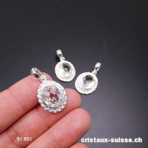 Pendentif Cristal de Roche facetté en argent 925