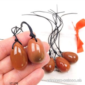 1 Oeuf YONI Cornaline opaque 3 x 2 cm. Taille S. Percé. Offre Spéciale