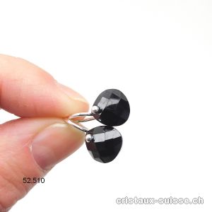 Boucles d'oreilles Spinelle noir facetté en argent 925