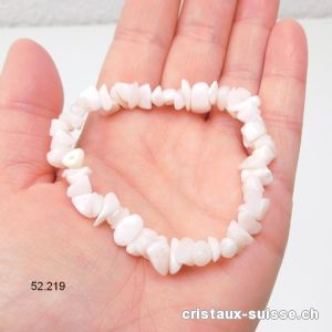 Bracelet Manganocalcite rose claire, élastique 17 cm. Taille SM