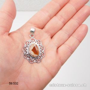 Pendentif Opale de Feu en argent 925. Pièce unique