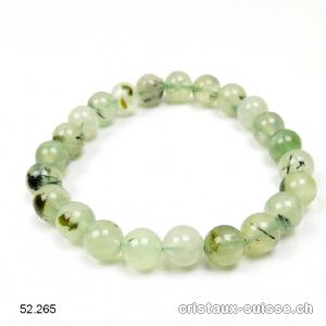 Bracelet Préhnite verte avec épidote 8-8,5 mm / 18 cm. Taille M