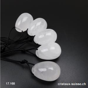 1 Oeuf YONI Cristal de Roche translucide 3 x 2 cm. Taille S. Percé