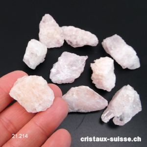Morganite rose pâle, cristal brut 2,5 à 3,5 cm. M