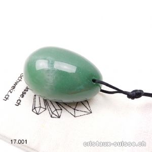 1 Oeuf YONI Aventurine verte 4,5 x 3 cm, Taille L. PERCÉ