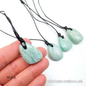 Amazonite 2,5 - 2,8 cm percée avec cordon Lederlook