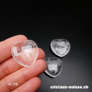 Coeur Cristal de Roche 2,5 cm, plat. Offre Spéciale