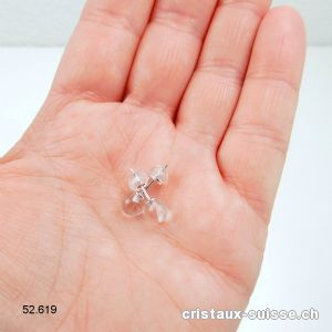 Clous d'oreilles Cristal de Roche boule 6 mm en argent 925